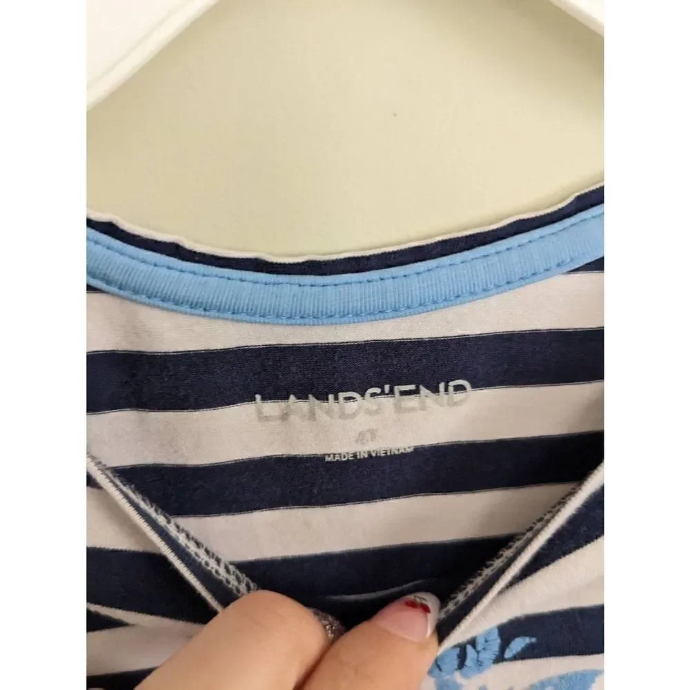 Lands End Girls Navy Striped Dress